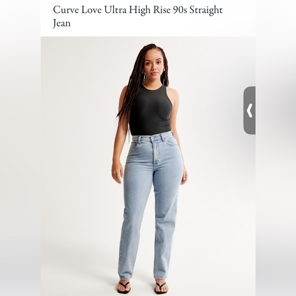 Abercrombie & Fitch • Curve Love 90s Straight Ultra High Rise Jeans Light Marble - Picture 2 of 13